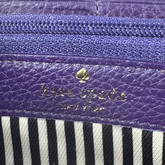 Kate Spade Lacey Cobble Hill Dark Violet Leather Zip Clutch Wallet (Ret$198) - Picture 12 of 15